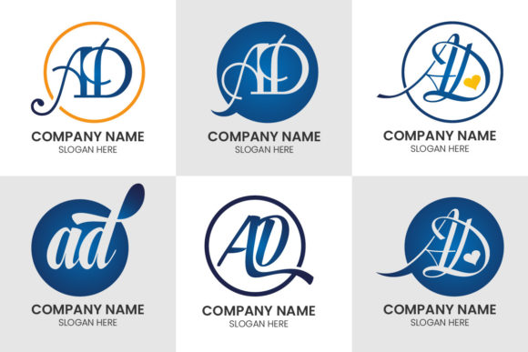 Elegant Branding with Initial Monogram Letter AD Logo Set