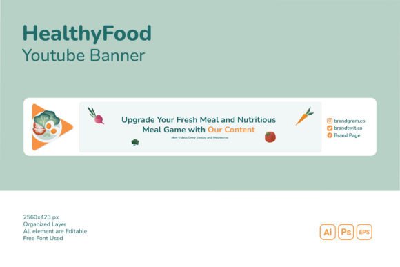 Fresh & Vibrant: A Healthy Food YouTube Banner Template Guide