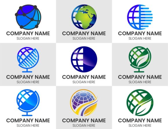 Globe Vector Logo Sign Symbol Set for Modern Branding