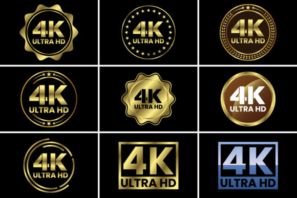 Golden 4K Ultra HD Icon Logo Set: Elevate Your Visual Identity